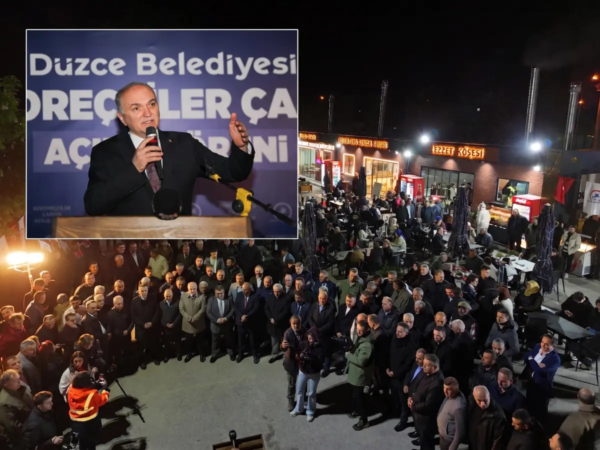 Düzce Belediye Başkanı Özlü "Kokoreççiler Çarşısı"nı hizmete açtı